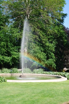 Rainbow in a garden at Prague Castle