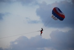 Parachutist with an introductory instructor