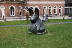 Hare near Kunsthal, a museum of modern art.