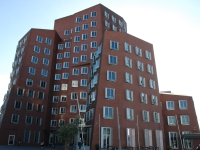 March 2017. Berlin — Rotterdam — Düsseldorf. Düsseldorf, "New Customs House", dark red house