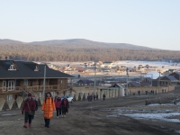 Baikal, Olkhon island, Хужир. March 2018. The Chinese go to watch the sunset