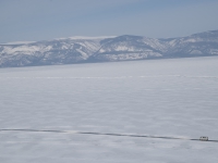 Baikal, Olkhon island, Хужир. March 2018. Bukhanka on the ice road