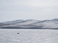 Baikal, Olkhon island, Хужир. March 2018. Traffic on Baikal ice