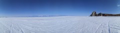 Panorama of snow-covered Baikal