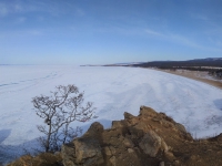 Baikal, Olkhon island, Хужир. March 2018. View of snow-covered Baikal