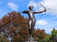 London. September 2018. Statue of Diana the Huntress.