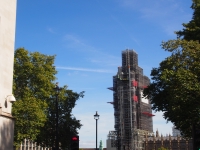 London. September 2018. Big Ben in the scaffolding