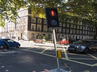 London. September 2018. Portable traffic light