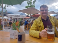 Garmish-Partenkirchen, Mittenwald, Innsbruck. May-June 2022 2022. The first mug of Bavarian beer