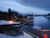 Новый год 2008 (Норвегия, Швеция, Дания). Вид на Осло-фьерд со стены замка