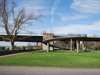 March 2017. Berlin — Rotterdam — Düsseldorf. The spiral bridge in Düsseldorf