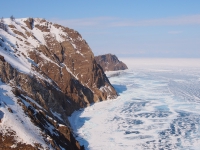 Baikal, Olkhon island, Хужир. March 2018. View of Baikal from Olkhon
