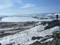 Baikal, Olkhon island, Хужир. March 2018. View of frozen Baikal