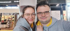 Me and Olchun at the airport on the way to Berlin
