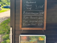 A classic German three-course meal. Three-meals lunch for 3 Euro: sausage, toast and mustard  